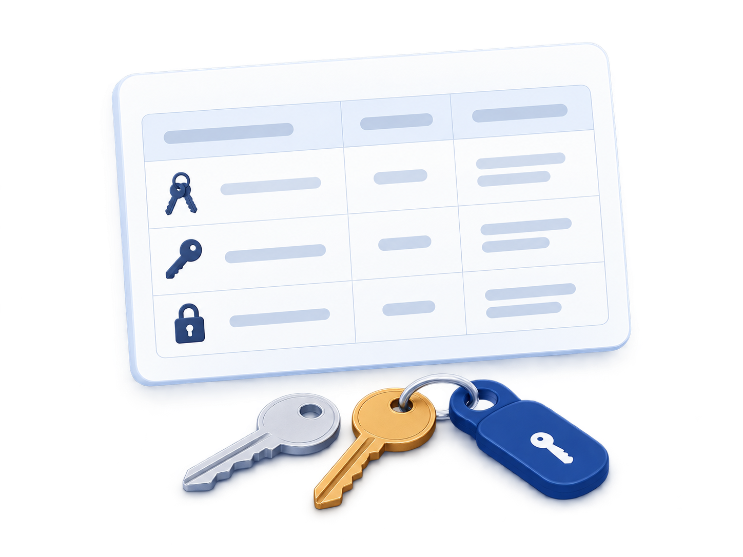 Illustration of a key handover with a key list and a set of keys